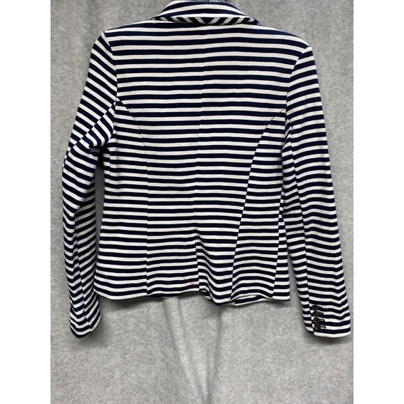 Merona Womens Blazer Knit Blue/White Striped Jacket Front Button Textured Size S - Picture 2 of 6